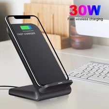 30W Wireless Fast Charger Charging Pad Stand Dock For Samsung Galaxy S23 iPhone
