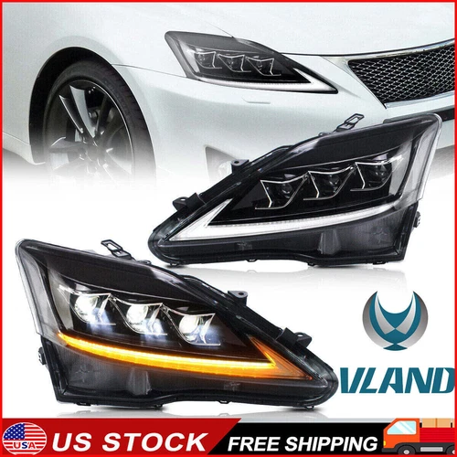 VLAND Projector FULL LED Headlights For 2006-2013 Lexus IS250 IS350 ISF Sedan - Picture 1 of 11