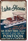 Vintage Pontoon Boat Boating Lake House Tin Metal Signs Home Décor Wall Art