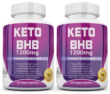 2 X KETO BHB 1200mg PURE Ketone FAT BURNER Weight Loss Diet Pills Ketosis