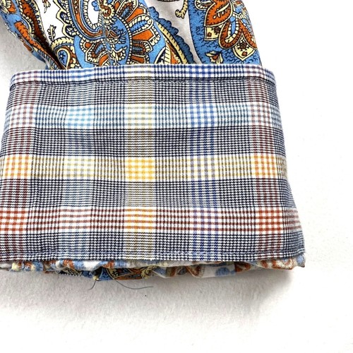 Camicia uomo Alan Flusser paisley con bottoni manica lunga 2XL cotone blu arancione - Foto 8 di 13