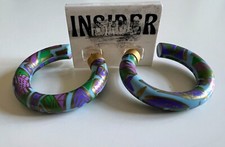 2 Creolen Ø 40mm Ohrringe Bunt Damen