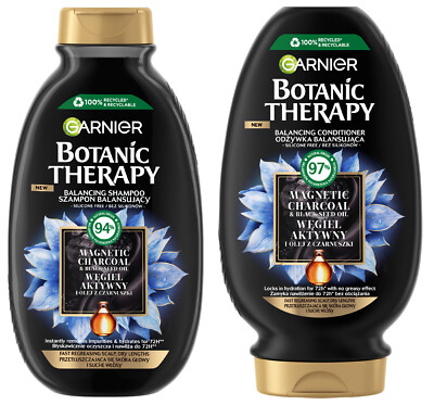 GARNIER BOTANIC THERAPY SHAMPOO + CONDITIONER Set with Charcoal & Black Seed Oil