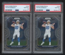2 PSA 10 GEM MINT   JUSTIN HERBERT 2020 PANINI PRIZM ROOKIE RC SP #325 CHARGERS
