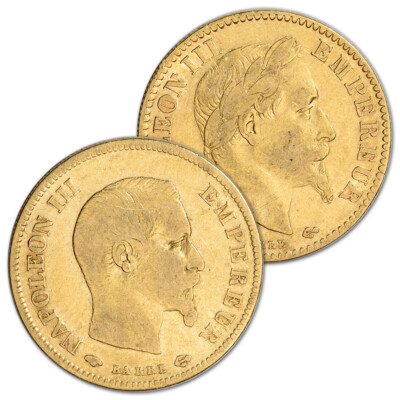 France Gold 10 Francs .0933 oz - Napoleon III - Avg Circ