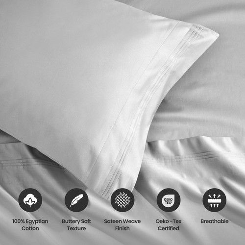 Egyptian Cotton Deep Pocket Solid Luxury 1500 Thread Count 4 Piece Bed Sheet Set - Picture 80 of 113