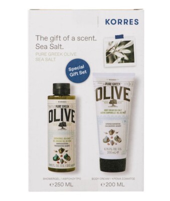 Korres Pure Greek Olive Sea Salt Hydrating Care Set Showergel + Body Cream