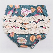 RUFFLE BUTTS Diaper Cover Retro Baby Bloomers Hippie Boho Bottoms 6-12 MONTHS
