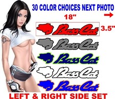 Set of 2 Bass Cat  Fishing Boat Decals 18" Fishing 30 COLOR CHOICES!!!!