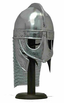 Viking Helmet with Chainmail Medieval Norman Knight Battle Armor Costume Helmet