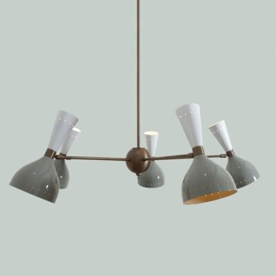 Stilnovo Style 5 Arms Modern Brass Sputnik Chandelier Ceiling Fixture