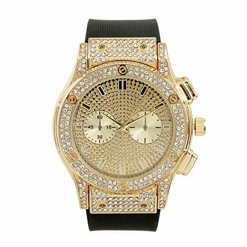 Bling-ed Out Hip Hop Men's Watch Rhinestones on Trim ST10311 Gold