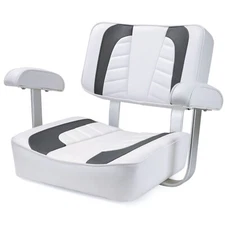 NORTHCAPTAIN Pontoon Captain Bucket Seat with Armrest,White/Charcoal