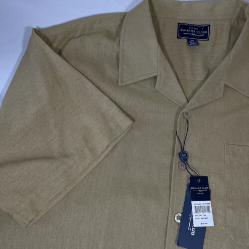 NEW Sahara Club Mens Size 4XL Linen Button Up Shirt Short Sleeve Beach Aloha - Picture 3 of 12