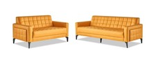 Couch 3-Sitzer 2-Sitzer Gelb Modern Sofa-Set Chesterfield Sitzm&ouml;bel