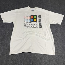 Vintage 90s Microsoft Windows Shirt Mens XL White Hanes 50/50 T Computer Promo