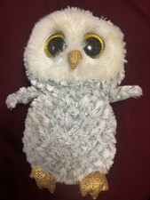 TY Beanie Boos Medium OWLETTE the OWL 9” Plush with Gold Glitter Eyes Fast Ship