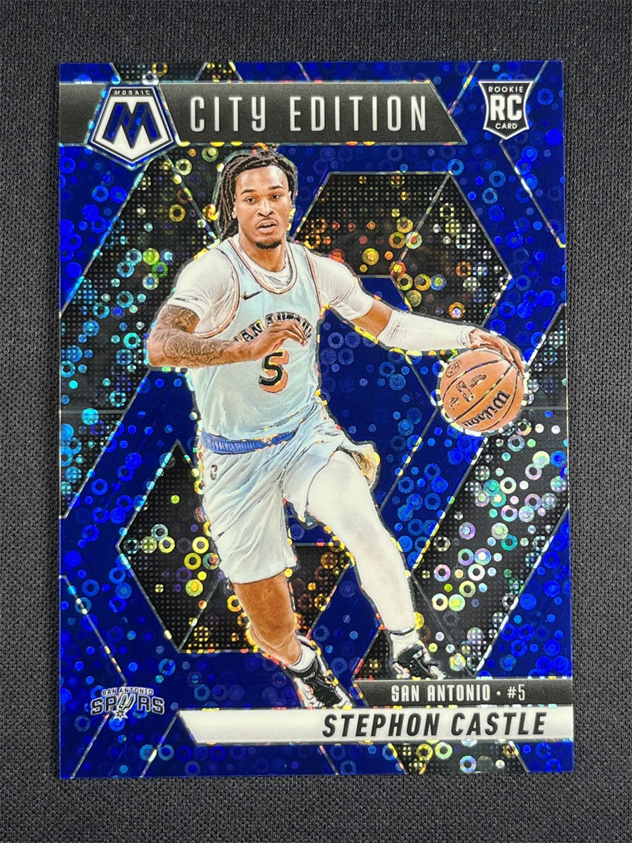 2024-25 Mosaic Fast Break Stephon Castle #290 Blue Disco City Edition RC /85