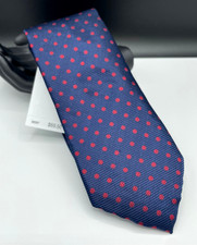 Tommy Hilfiger Men's Silk Blend Tie Blue Red Polka Dot MSRP: NEW 69.50