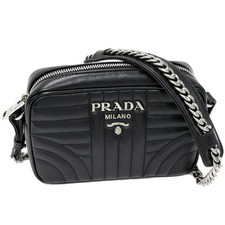 Prada Soft Calf Chain Shoulder Bag Women Black One Size