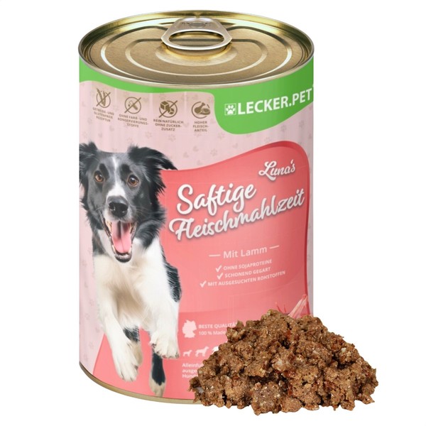 24 X 400 G Luna's Saftige Fleischmahlzeit Mit Lamm Hunde Nassfutter Lecker.Pet®-image