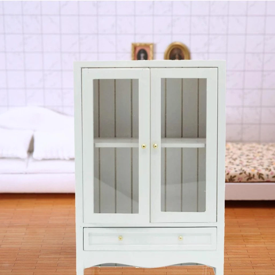 Maison de poupée miniature, étagère en bois blanc, bibliothèque - Photo 4/4