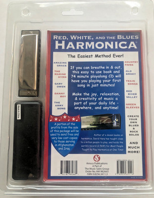 Red, white and the Blues HARMONICA w CD lessons NEW