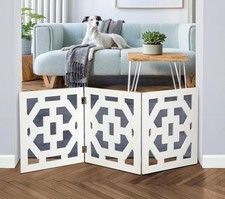 Freestanding Dog Gate Expandable Decorative Wooden Fence for Small to Medium ...