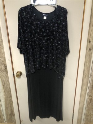 Women s All That Jazz Beautiful Long Black Dress Sparkly  Top Size 24 W 