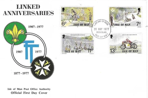 Isle of Man Comm/FDC - Linked Anniversaries TT - 1977  (IOM237)