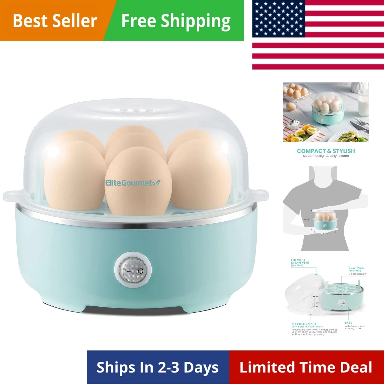 Easy Egg Cooker Electric 7-Egg Capacity, Soft, Medium, Hard-Boiled Egg Cooker...