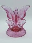 Vintage Fenton Pink Butterfly On Branch Glass Ring Holder Figurine 5” Marked