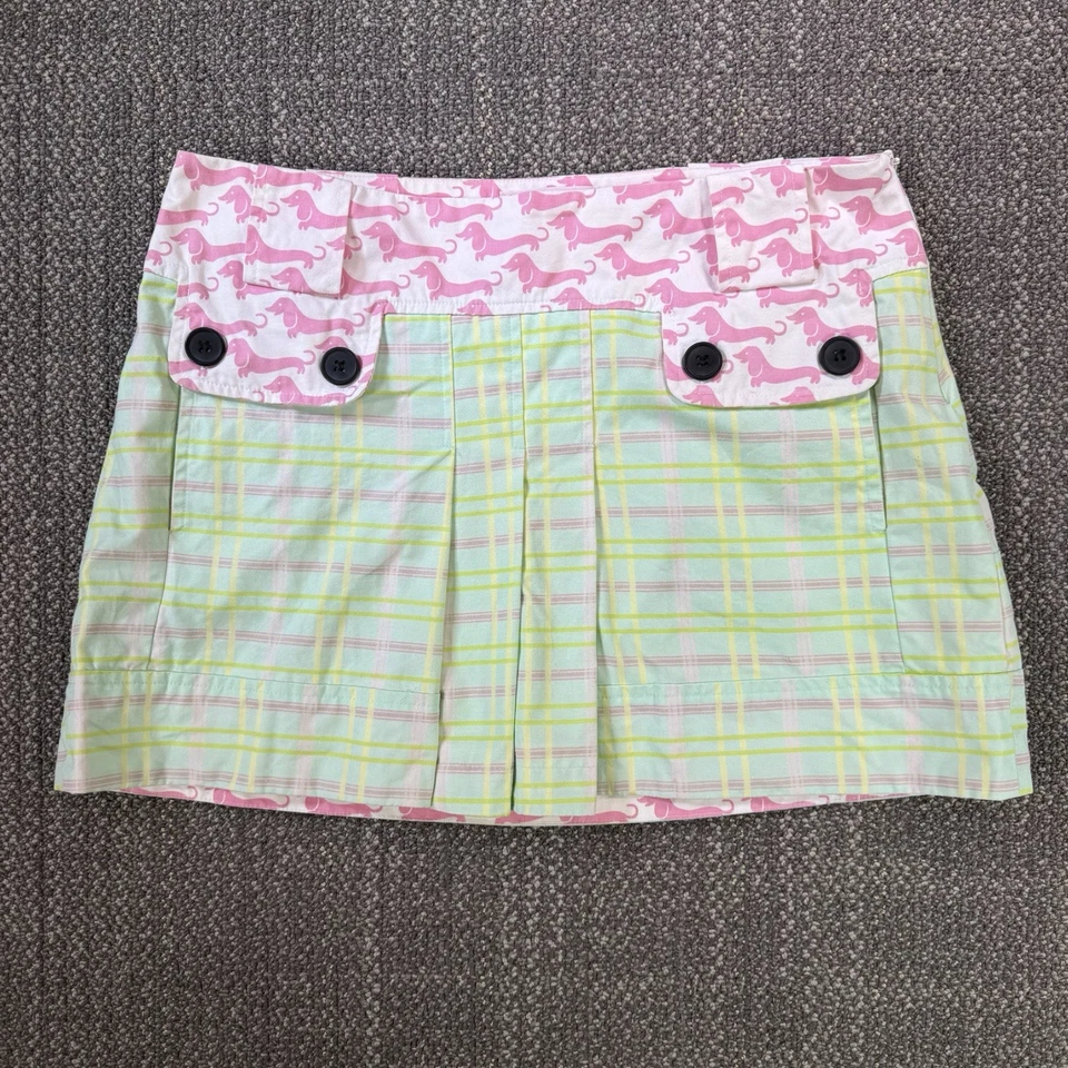 Rare Custo Barcelona Mini Skirt S Dachshund Dog Plaid Mod Y2K Whimsy Prep Pleat - Image 3 of 4