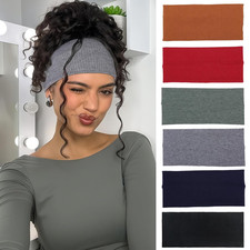 6 Packs Ribbed Wide Headbands for Women Non Slip Knitted Fashion Headband Thick