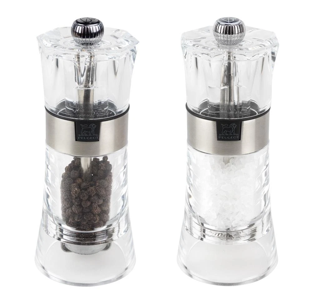 Peugeot Duo Zirlion Pepper & Salt Mill (Transparent/Stainless Steel) - 14cm
