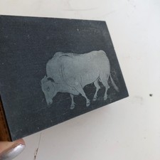 Vintage Animal Letterpress Printing Wood Block - Cow , Bull Photo / Illustration