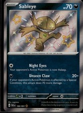 Sableye Holofoil Shiny Rare SV: Paldean Fates 184/091 NM