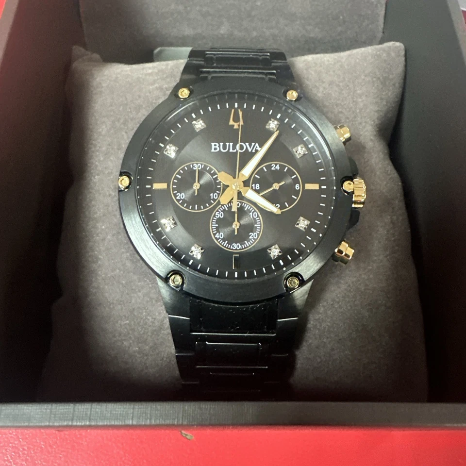 Bulova Classic Diamond Chronograph Men's Quartz Watch 98D190 / NEW WITH TAGS - Image 3 of 4