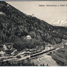 1908 Semmering Austria Postcard Station Bahnhof Hotel Stefanie Alps Railway View