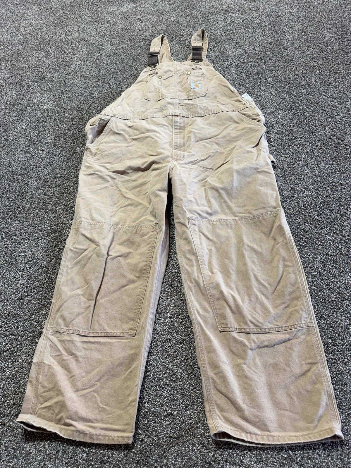 Vintage Carhartt Bibs Overalls Mens 48 Duck Canvas Distress Faded Worn 48x30