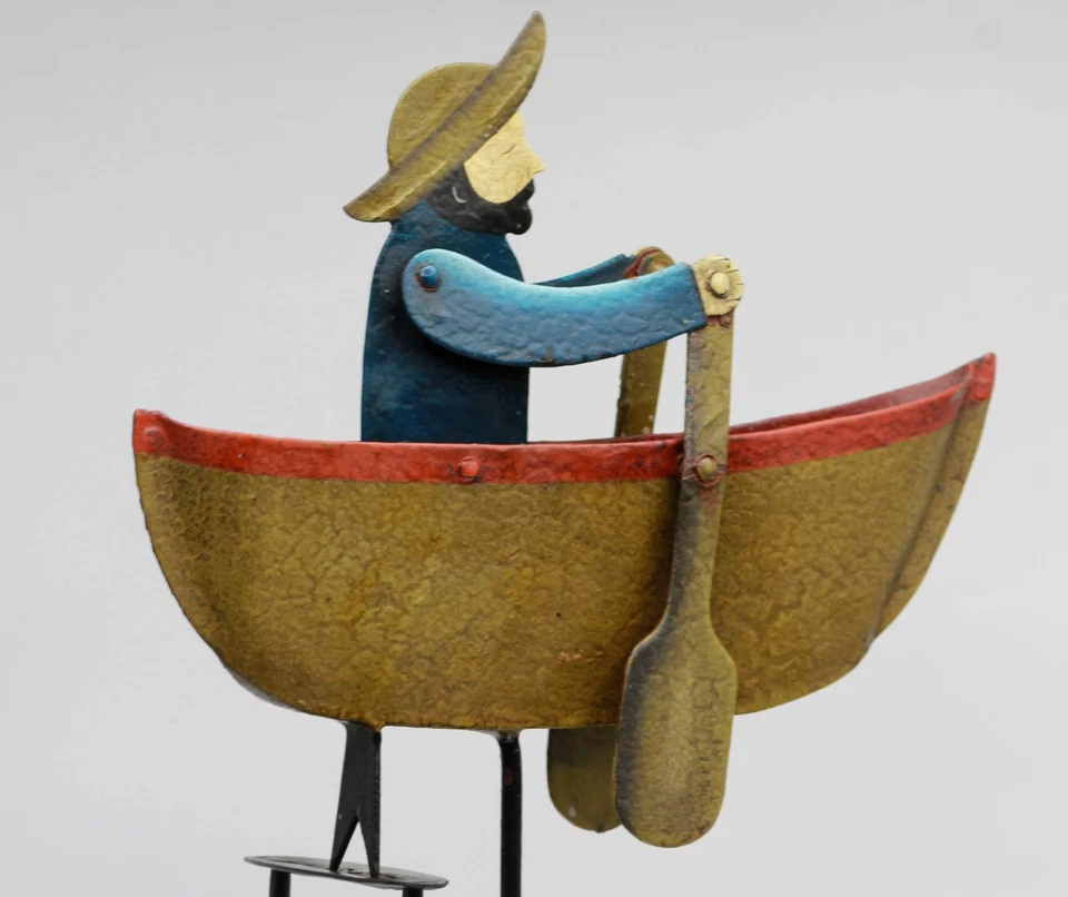 SCHAUKELFIGUR SEEMANN Ruderboot Balancefigur Metall Pendelfigur Wippfigur 46cm - Bild 4 von 4