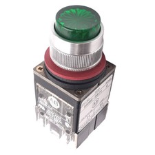 Allen Bradley 800MR-QB24G Green Illuminated Pushbutton, 22mm, 2NO 1NC, 300V Max
