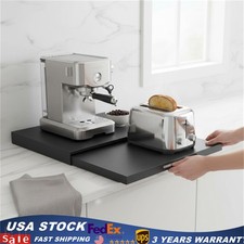 Microwave Stand with Pull-Out Shelf, Countertop Organizer for Compact Microwaves