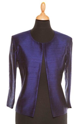 Shibumi women's Short Jacket, Juna Coat Raw silk, Deep Navy Blue, UK 10 UK 12 - Picture 3 of 4