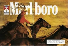 1988 Marlboro Filter Cigarettes Cowboy Riding a Horse Vintage Print Ad/Poster