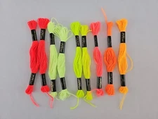 JP Coats Lot Of 9 Neon Bright Color Embroidery Floss Skeins