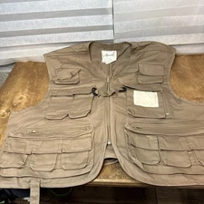 Ausable Men's Large Fly Fishing Vest Khaki Tan Utility Multi Pocket Cargo Fish