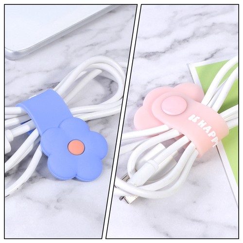 2 Pcs Silicone Cable Winder Organiser Clips Cute Organizer Earphone Holder - Afbeelding 4 van 12