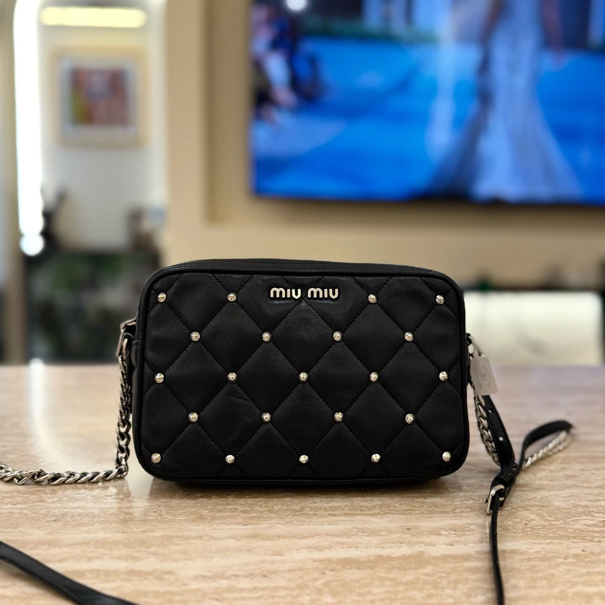 Black Leather Exterior Miu Miu Bags & Handbags for Women for sale