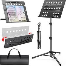 Music Stand Foldable Trifold Panel Carrying Bag Height Adjustable Metal